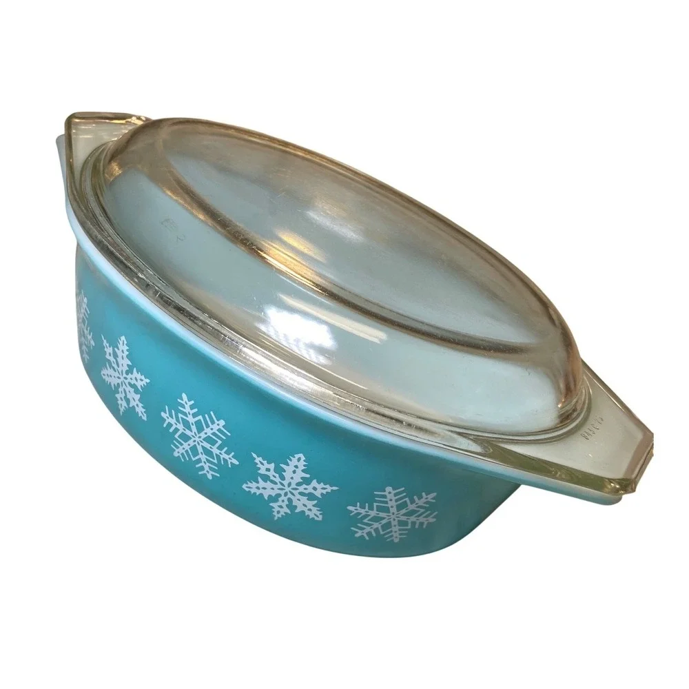 Vintage Pyrex 043 Snowflake Blue 1.5 Qt Casserole Dish w/ 943-C Lid USA